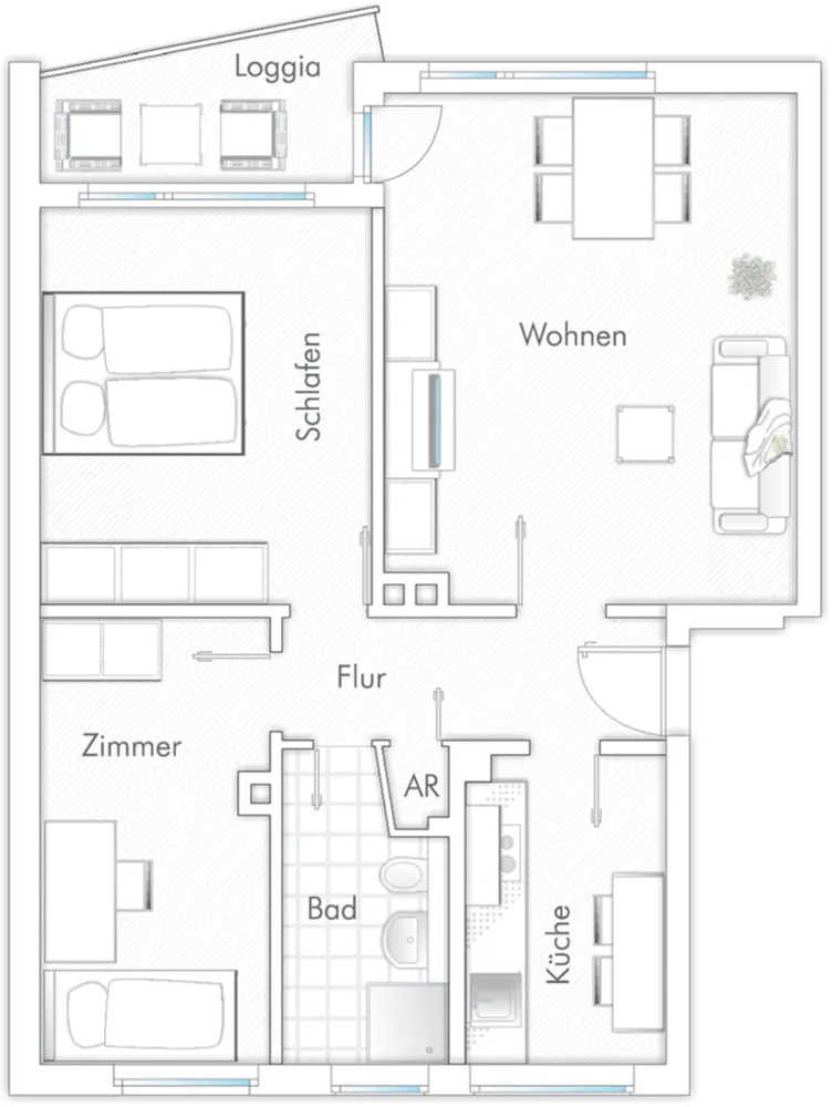 3 Zimmer Wohnung mit 60 m² in Lübeck – Bild 2