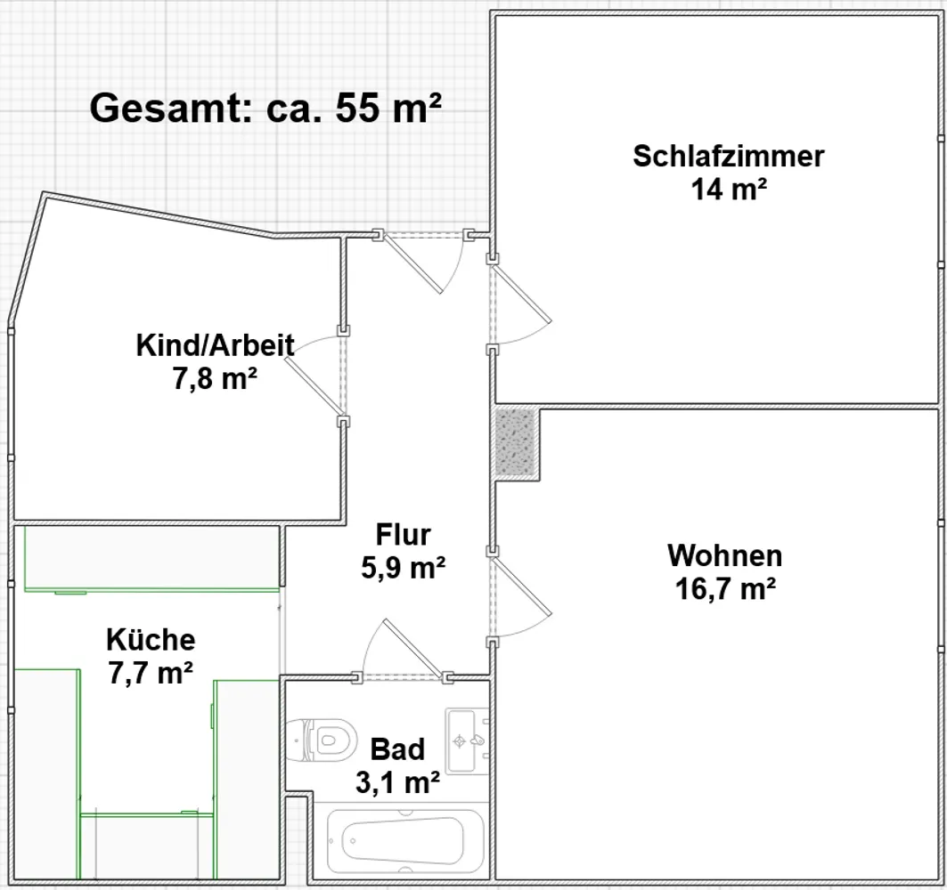 3 Zimmer Wohnung mit 55 m² in Nürnberg – Bild 6