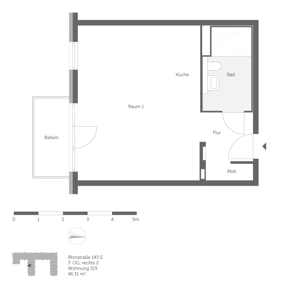 1 room apartment with 46 m² in Berlin – Photo 2