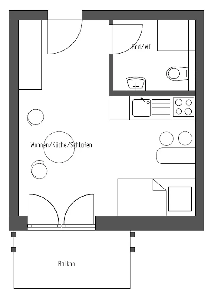 1 Zimmer Wohnung mit 25 m² in Dresden – Bild 2
