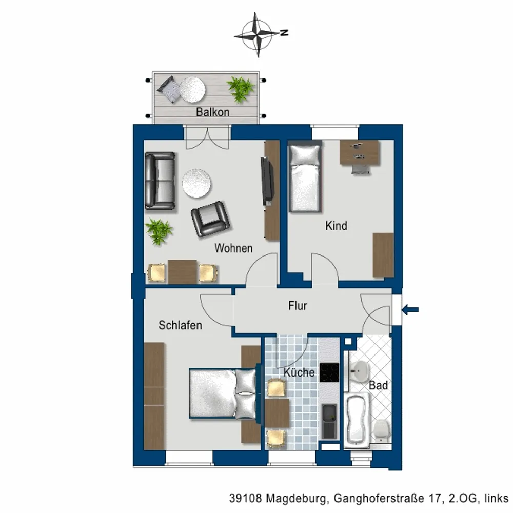3 Zimmer Wohnung mit 60 m² in Magdeburg – Bild 4