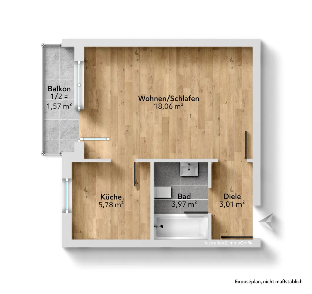 1 Zimmer Wohnung mit 32 m² in München – Bild 9