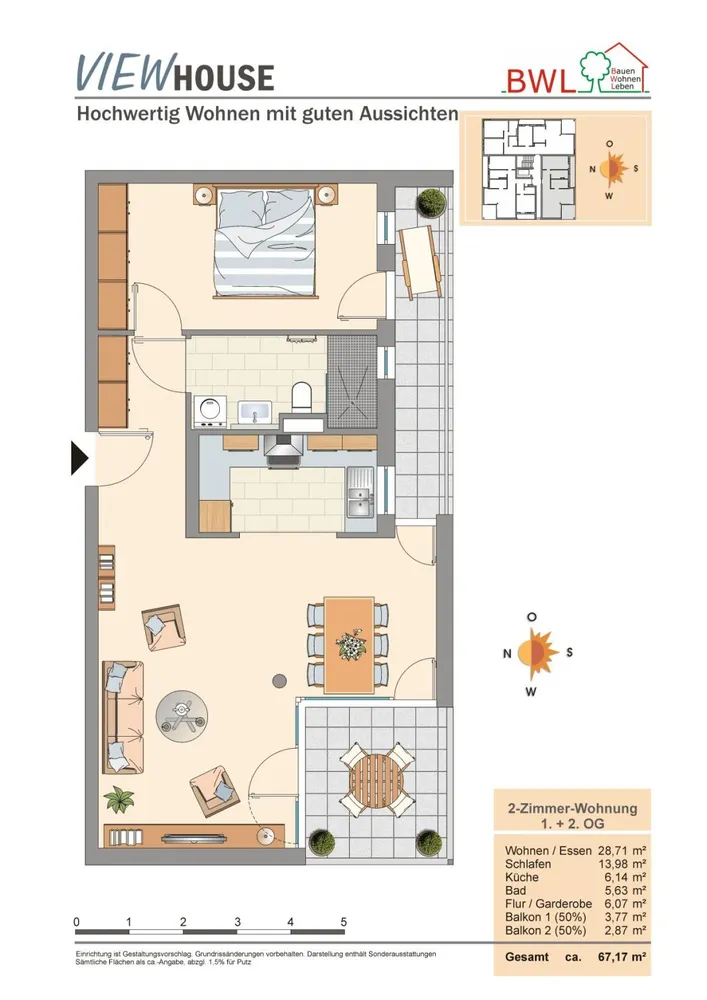 2 Zimmer Wohnung mit 67 m² in Mainz – Bild 2