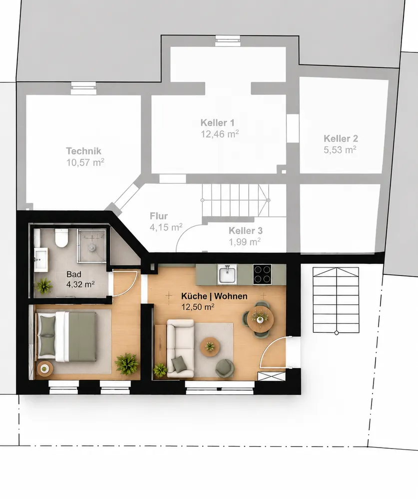 2 Zimmer Wohnung mit 26 m² in Hildesheim – Bild 2
