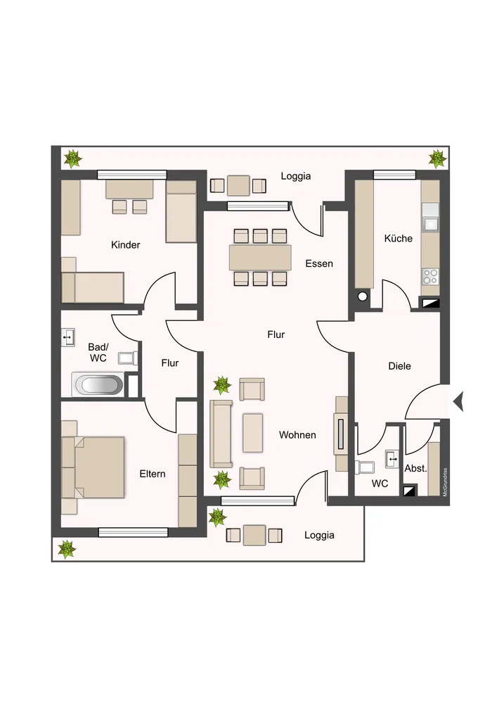3 Zimmer Wohnung mit 92 m² in Wiesbaden – Bild 1