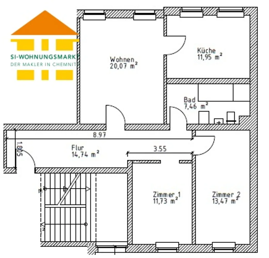 3 Zimmer Wohnung mit 80 m² in Chemnitz – Bild 6
