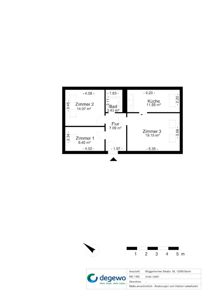 3 room apartment with 59 m² in Berlin – Photo 2