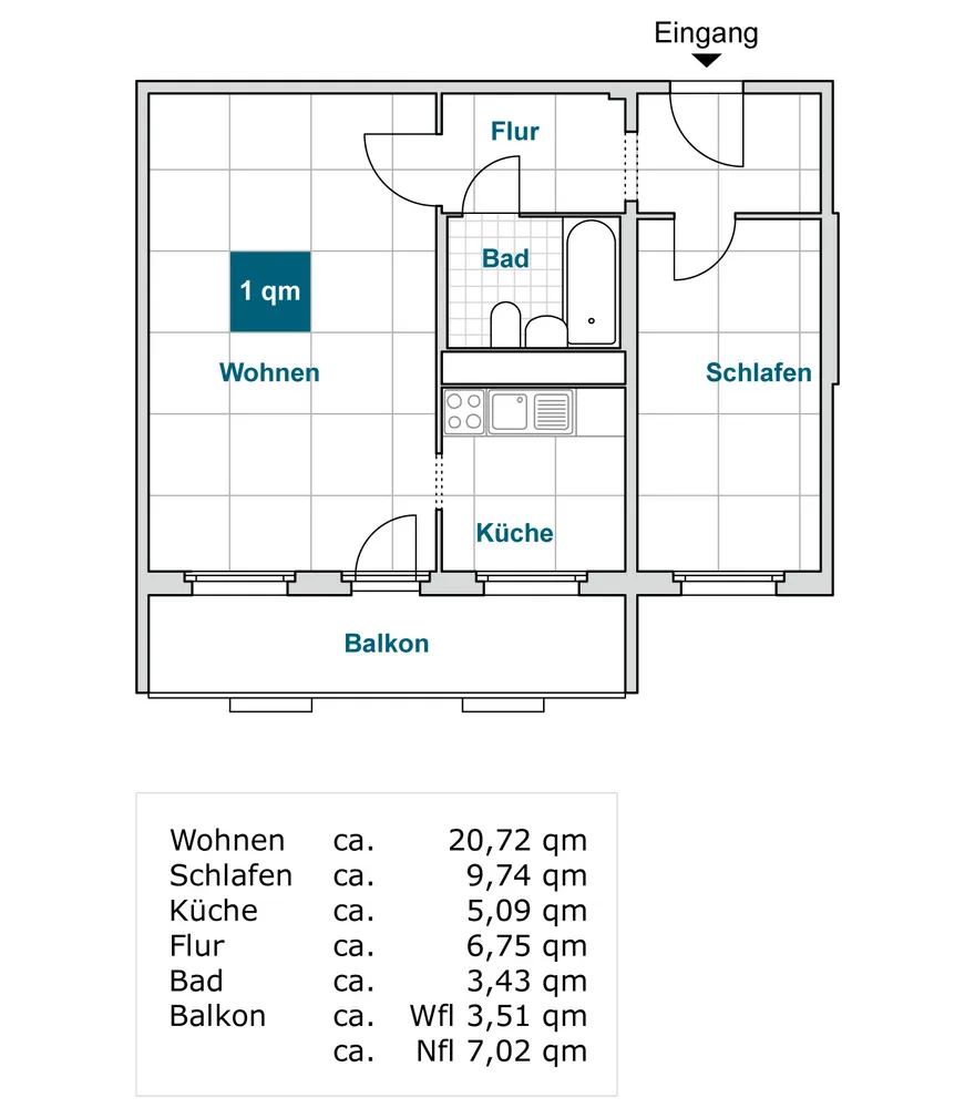 2 Zimmer Wohnung mit 50 m² in Dresden – Bild 2