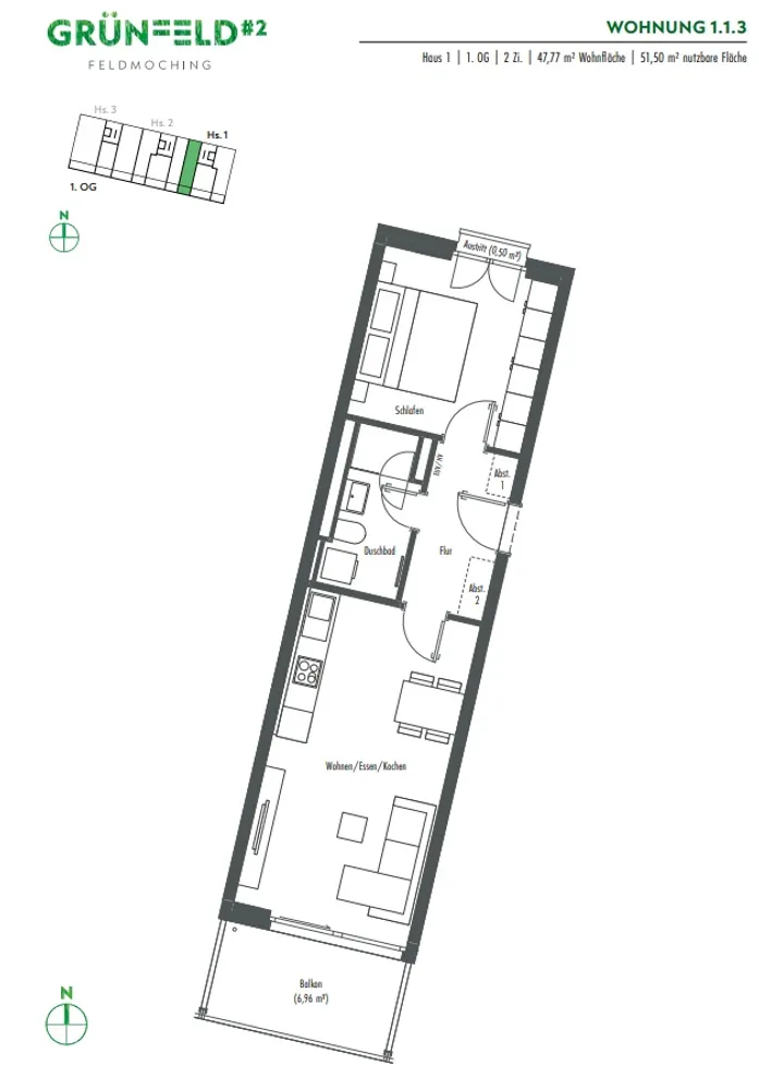 2 Zimmer Wohnung mit 48 m² in München – Bild 3