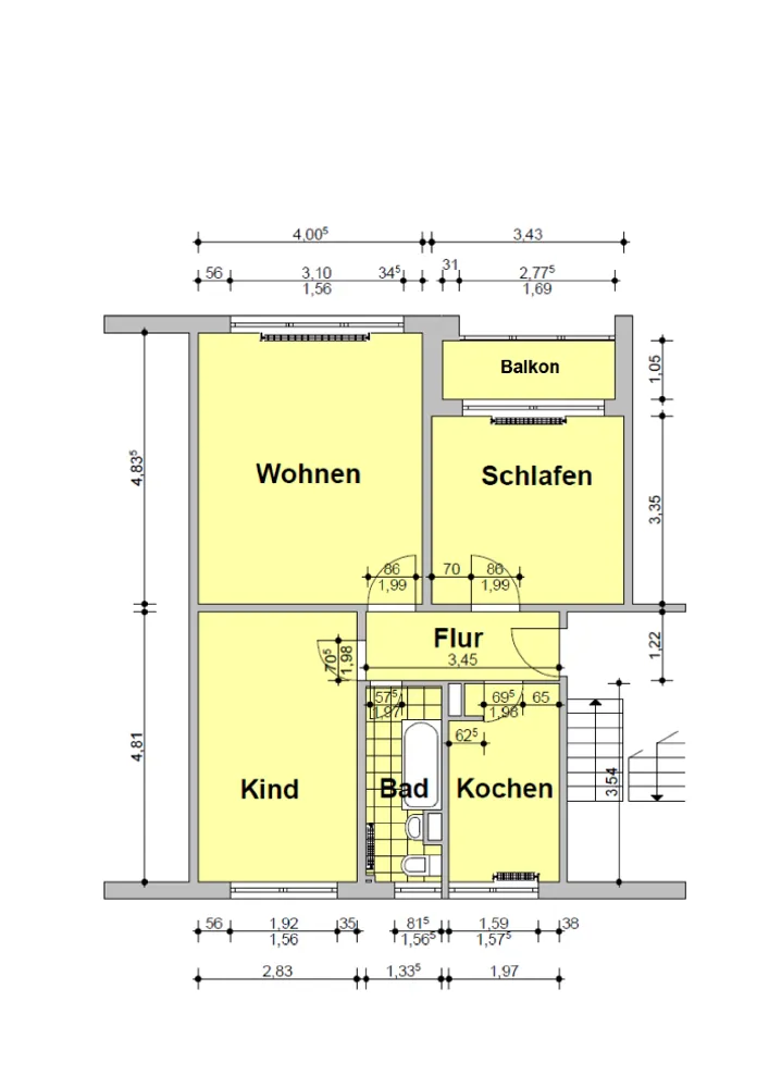 3 Zimmer Wohnung mit 62 m² in Köthen – Bild 2