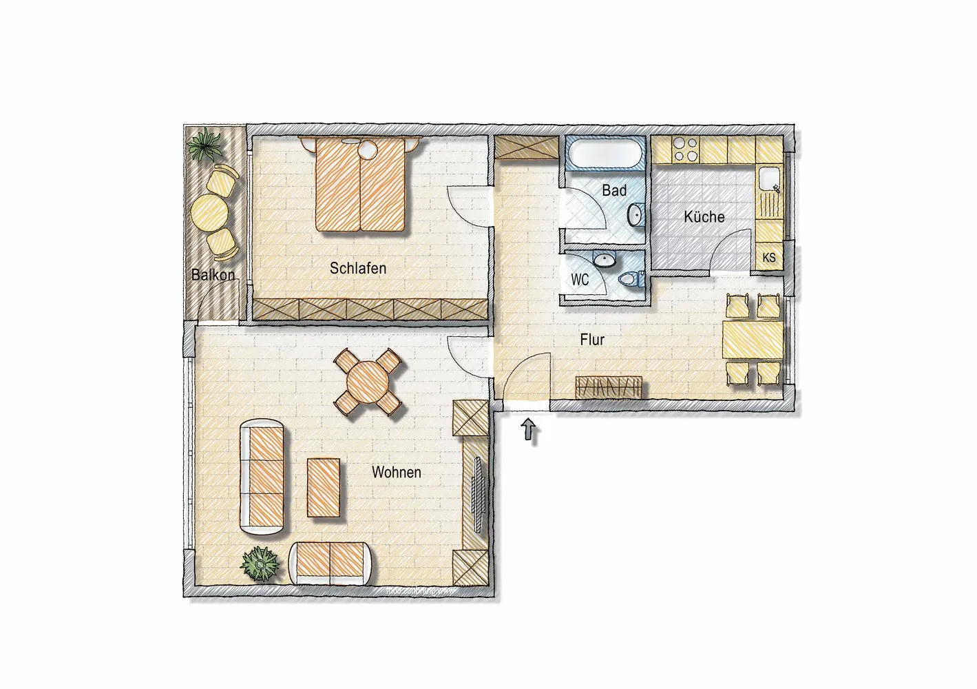 2 Zimmer Wohnung mit 63 m² in Kassel – Bild 2