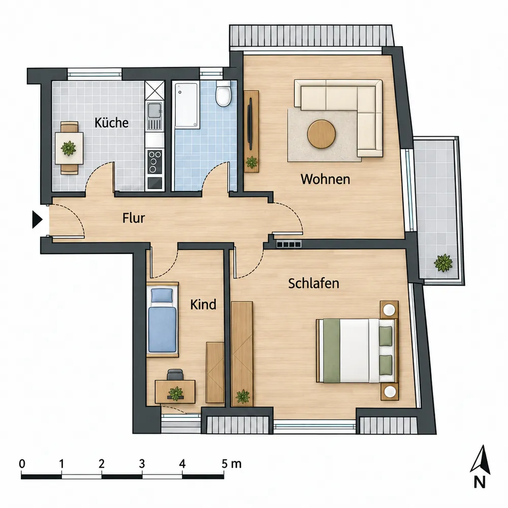 3 Zimmer Wohnung mit 70 m² in Emden – Bild 1