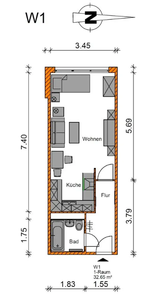 1 room apartment with 33 m² in Magdeburg – Photo 4