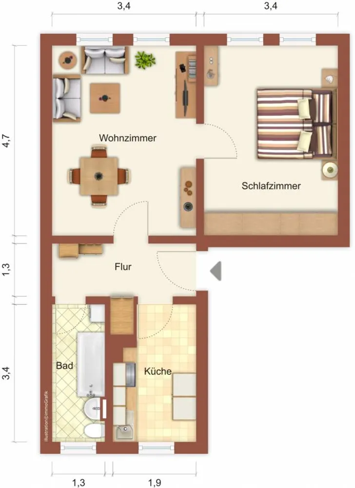 2 Zimmer Wohnung mit 47 m² in Suhl – Bild 3
