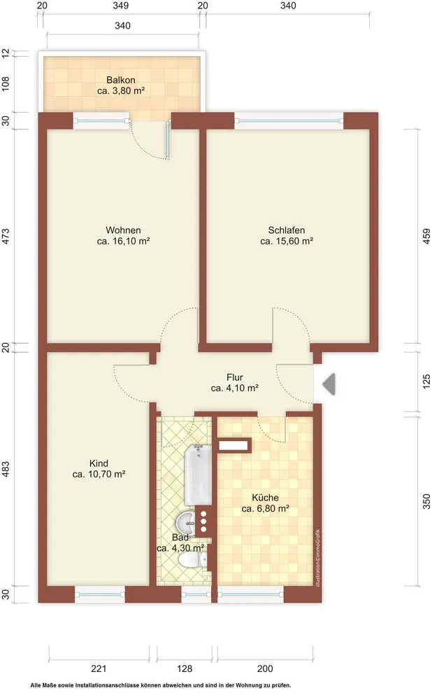 3 Zimmer Wohnung mit 60 m² in Löbau – Bild 1