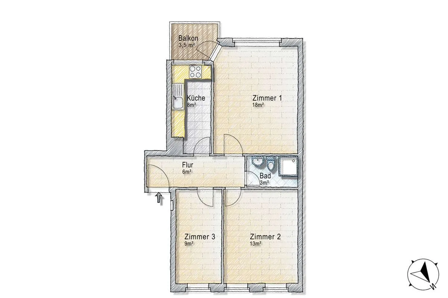 3 Zimmer Wohnung mit 61 m² in Hamburg – Bild 9