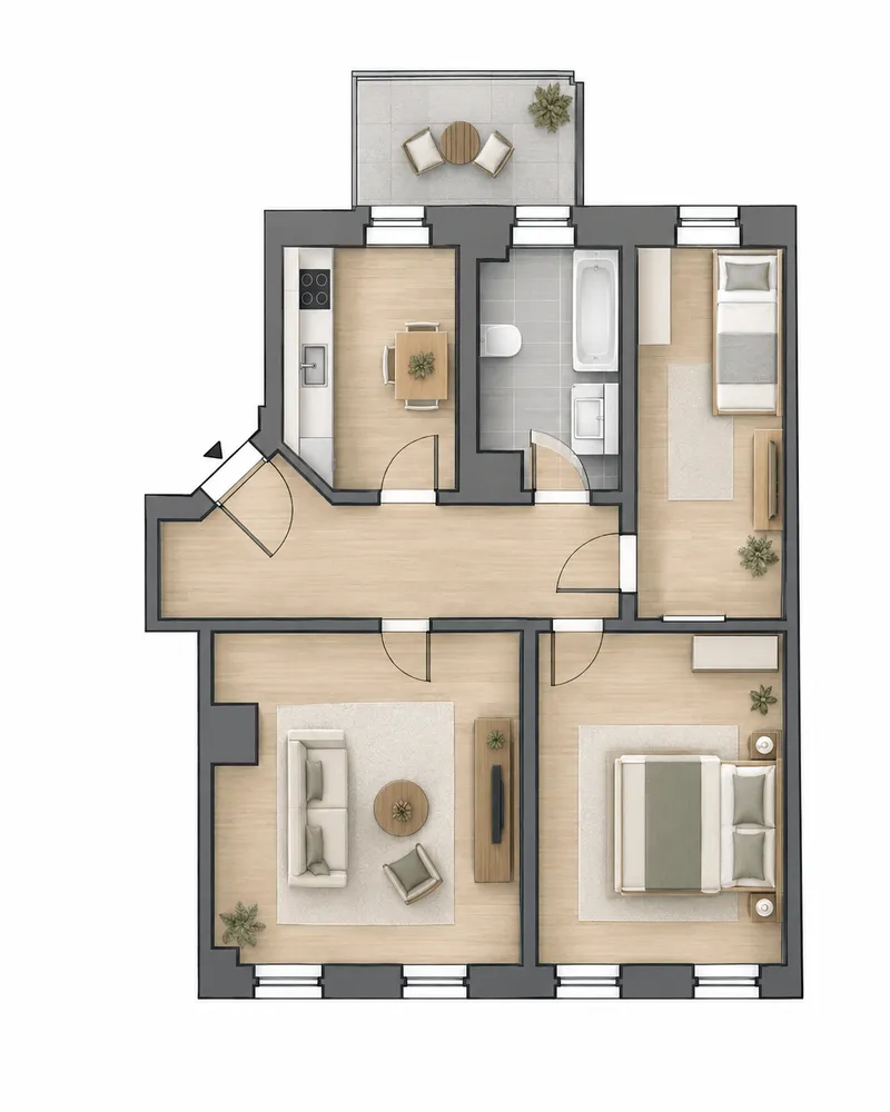3 Zimmer Wohnung mit 75 m² in Leipzig – Bild 2
