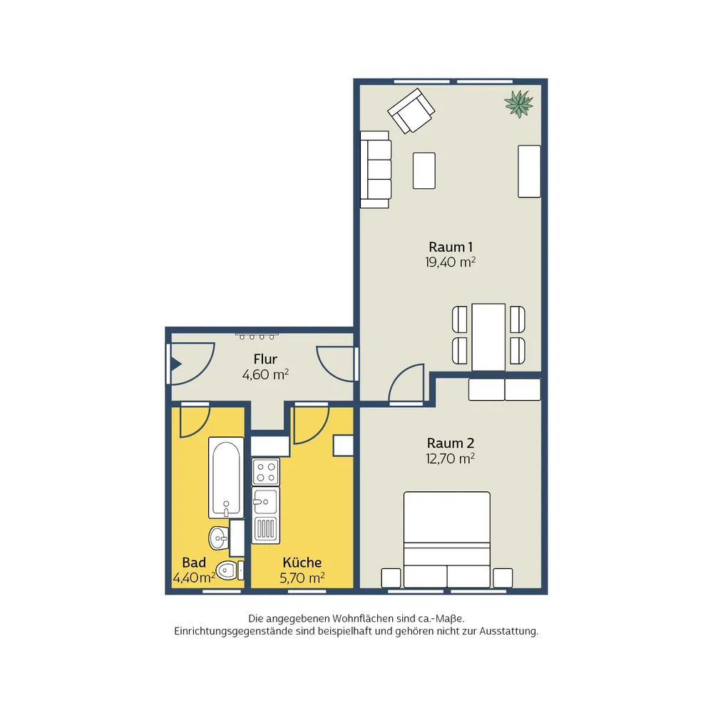 2 room apartment with 47 m² in Leipzig – Photo 2