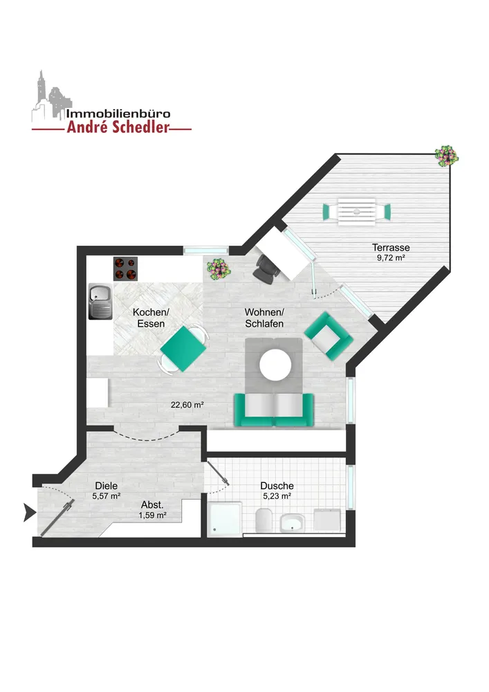 1 Zimmer Wohnung mit 39 m² in Cottbus – Bild 3