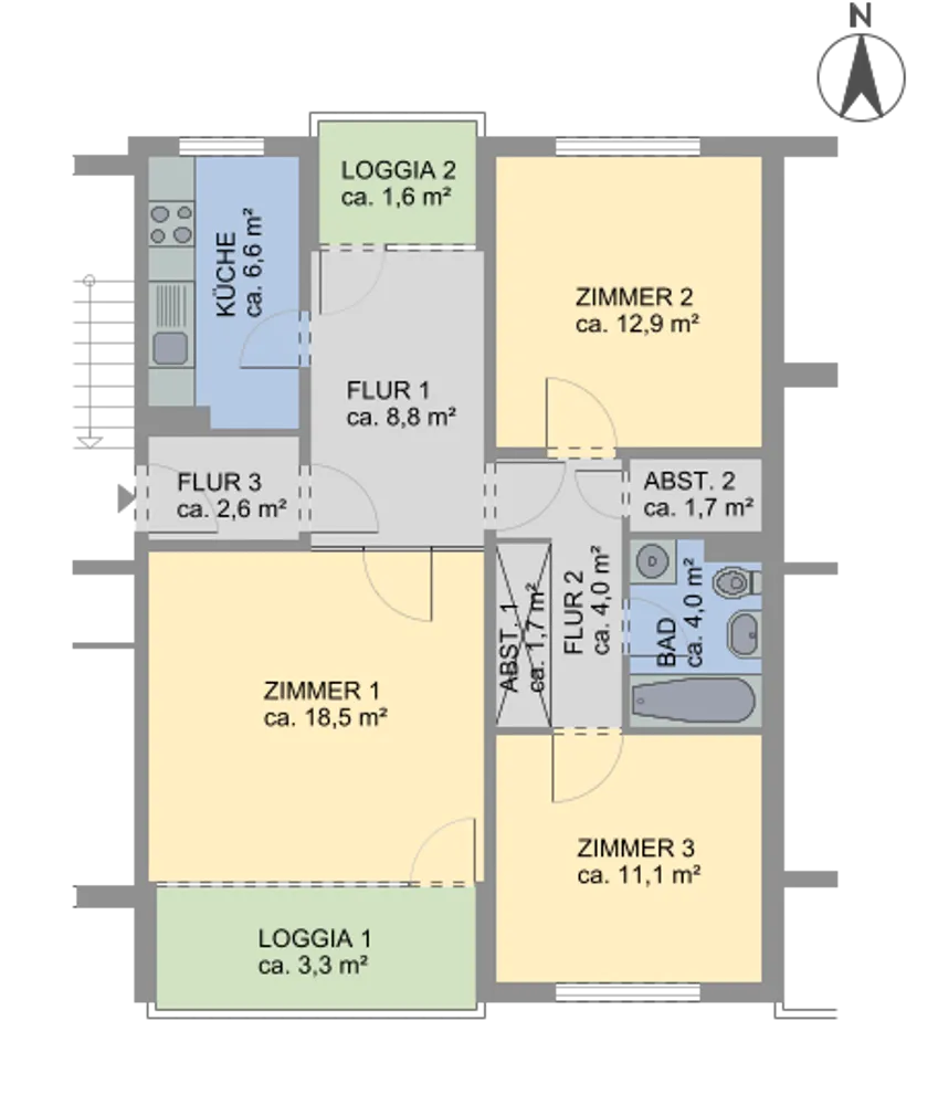 3 Zimmer Wohnung mit 77 m² in Hamburg – Bild 3