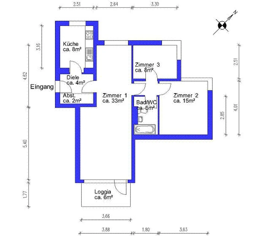 3 Zimmer Wohnung mit 77 m² in Berlin – Bild 2