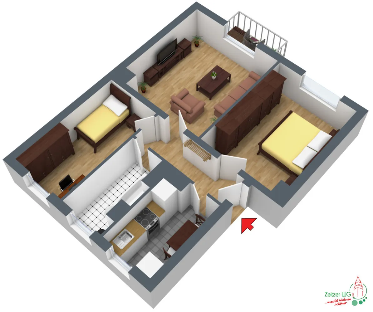 3 room apartment with 60 m² in Zeitz – Photo 2
