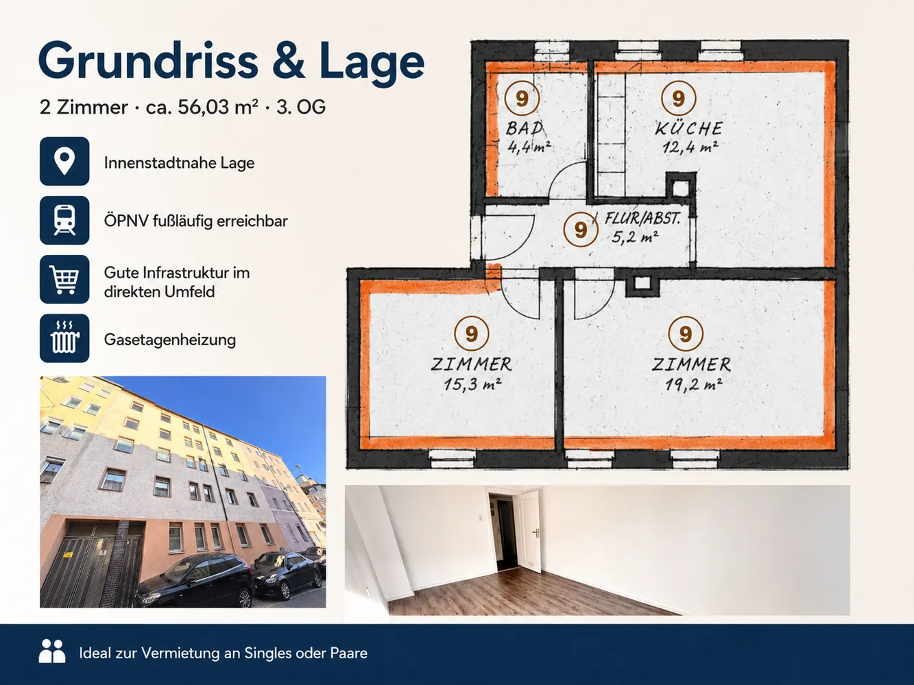 2 Zimmer Wohnung mit 56 m² in Nürnberg – Bild 2