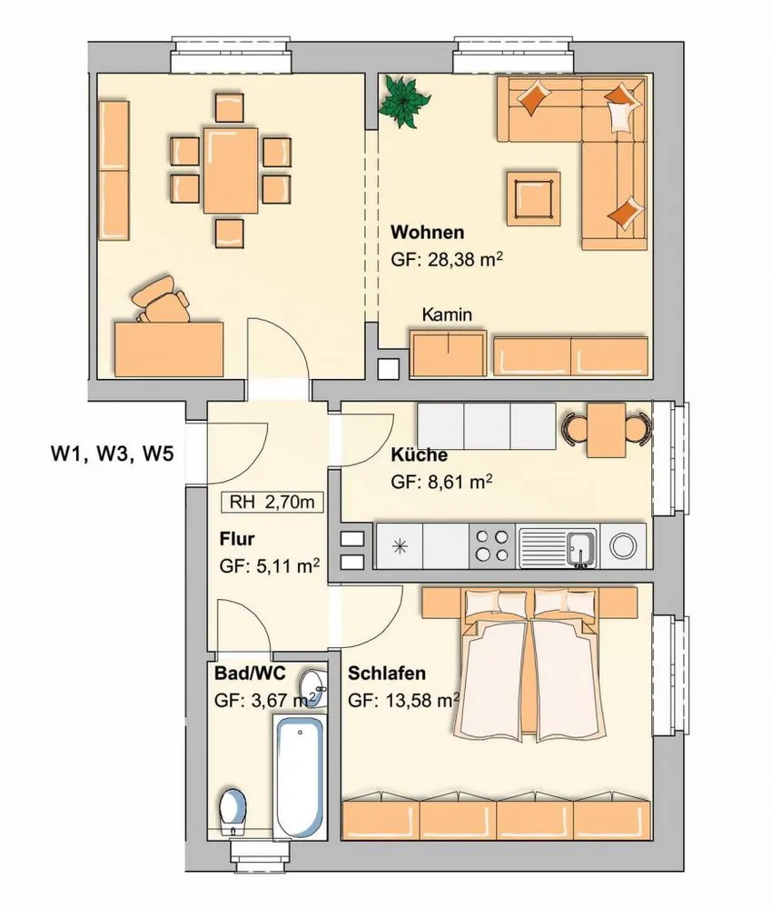 2 Zimmer Wohnung mit 60 m² in Werdau – Bild 1