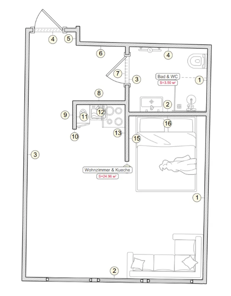 1 Zimmer Wohnung mit 33 m² in München – Bild 2