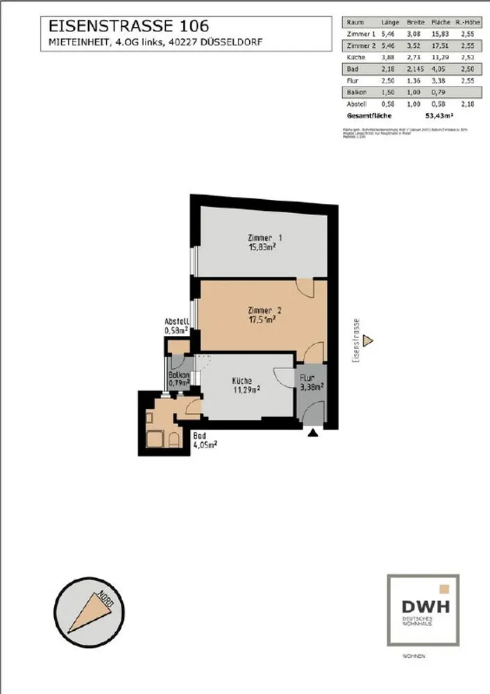 2 Zimmer Wohnung mit 53 m² in Düsseldorf – Bild 12