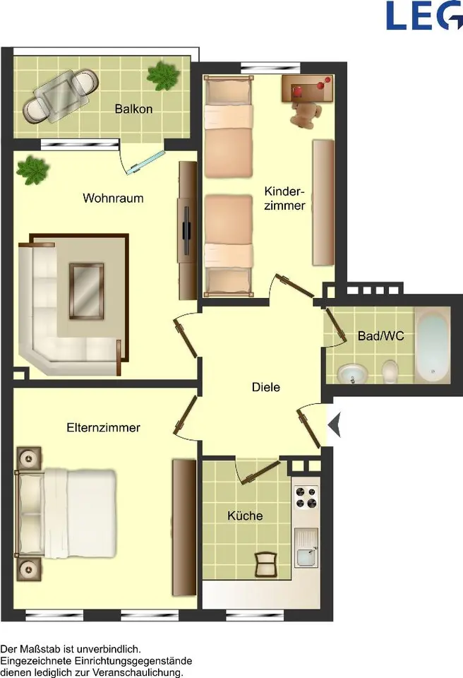 3 Zimmer Wohnung mit 57 m² in Bocholt – Bild 2
