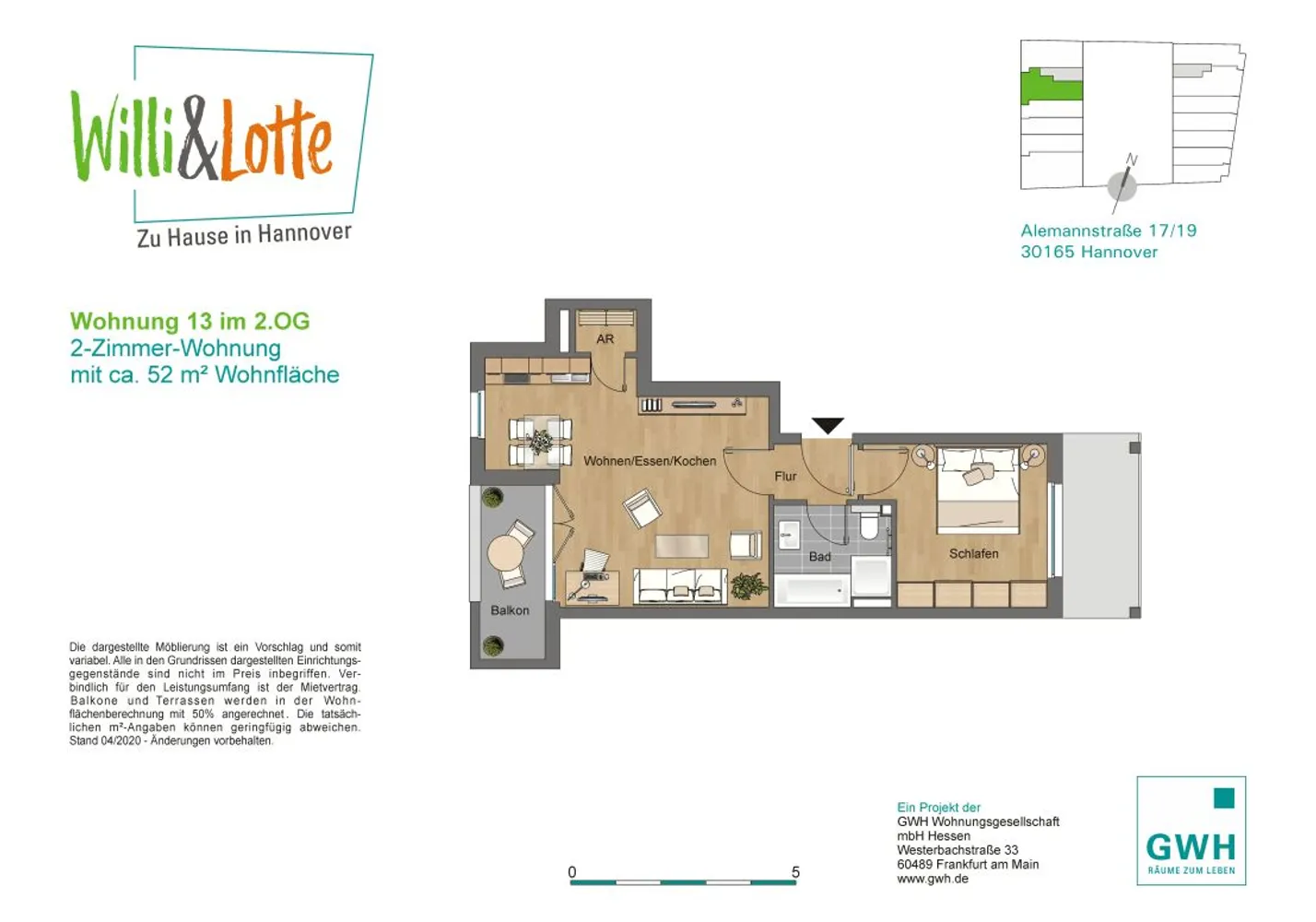 2 room apartment with 52 m² in Hanover – Photo 1