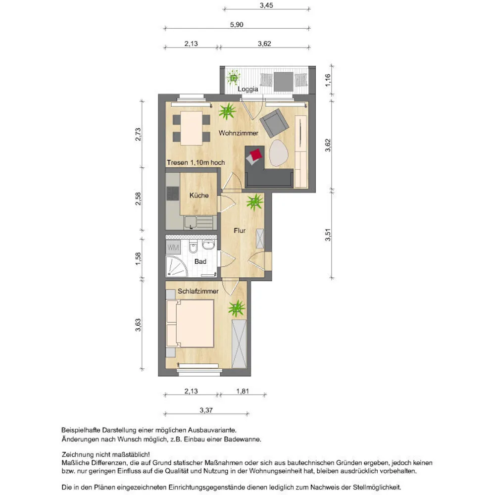 2 Zimmer Wohnung mit 50 m² in Zwickau – Bild 4