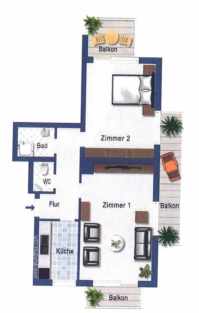 2 Zimmer Wohnung mit 56 m² in Karlsruhe – Bild 2