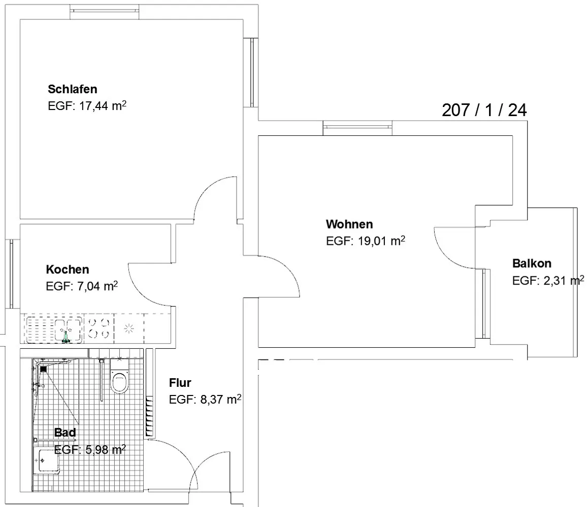 2 Zimmer Wohnung mit 61 m² in Kassel – Bild 2