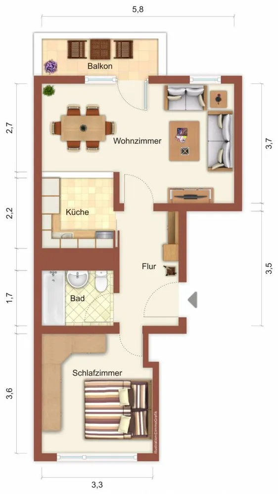 2 Zimmer Wohnung mit 49 m² in Suhl – Bild 1