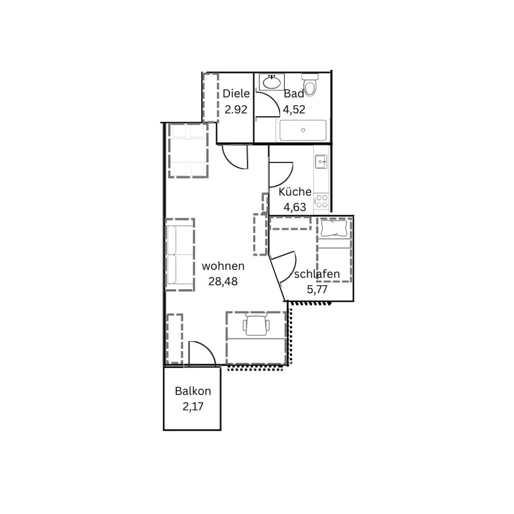 2 Zimmer Wohnung mit 48 m² in Augsburg – Bild 8