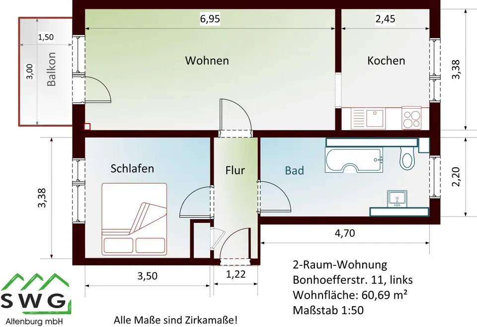 2 Zimmer Wohnung mit 61 m² in Altenburg – Bild 8