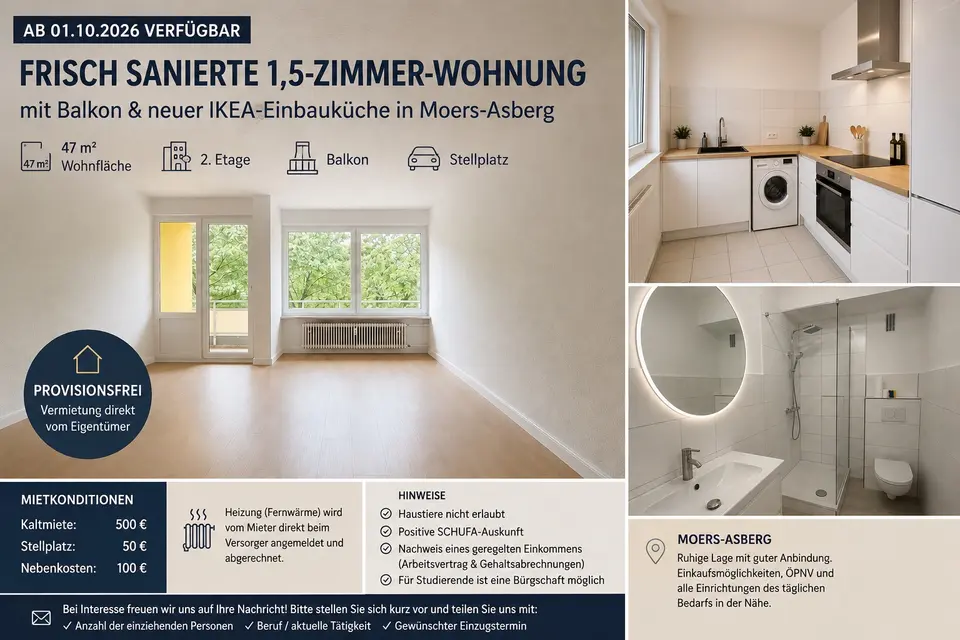 2 Zimmer Wohnung mit 38 m² in Krefeld – Bild 2