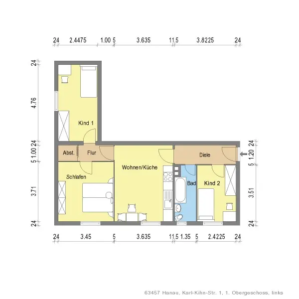 3 Zimmer Wohnung mit 61 m² in Hanau – Bild 8