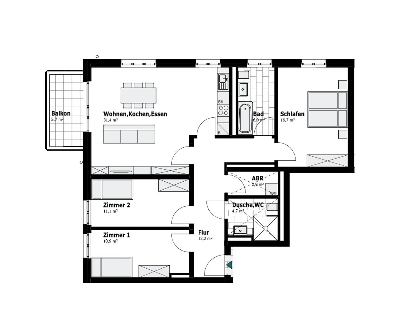 4 Zimmer Wohnung mit 100 m² in Duisburg – Bild 2
