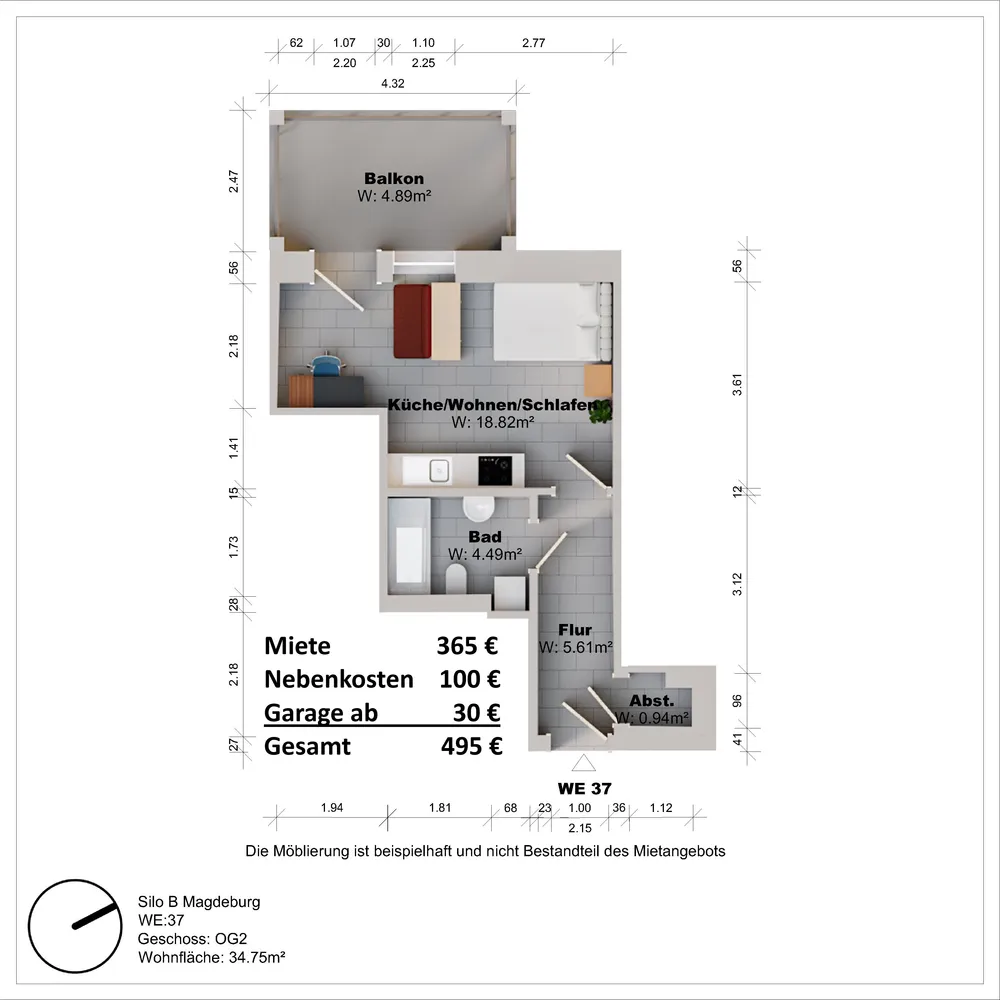 1 Zimmer Wohnung mit 35 m² in Magdeburg – Bild 9