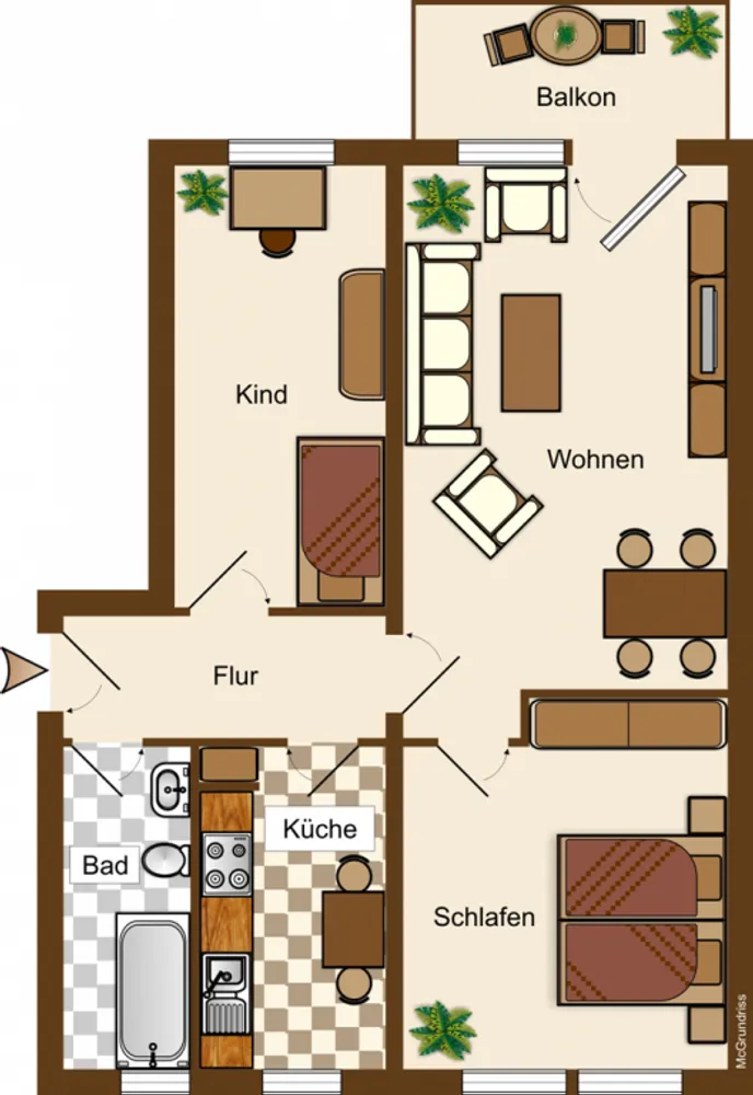 3 Zimmer Wohnung mit 61 m² in Cottbus – Bild 1