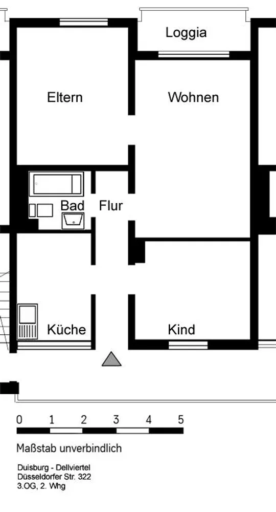 3 Zimmer Wohnung mit 59 m² in Duisburg – Bild 1