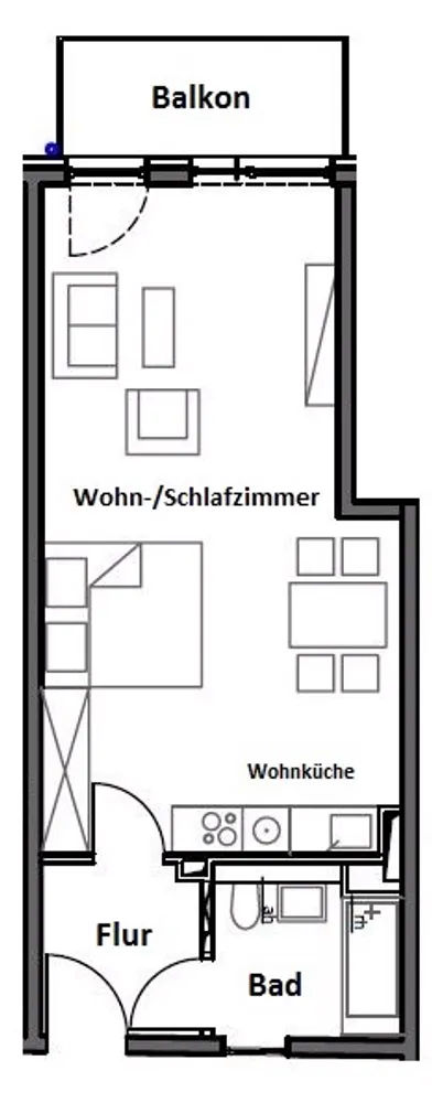 1 Zimmer Wohnung mit 47 m² in München – Bild 2