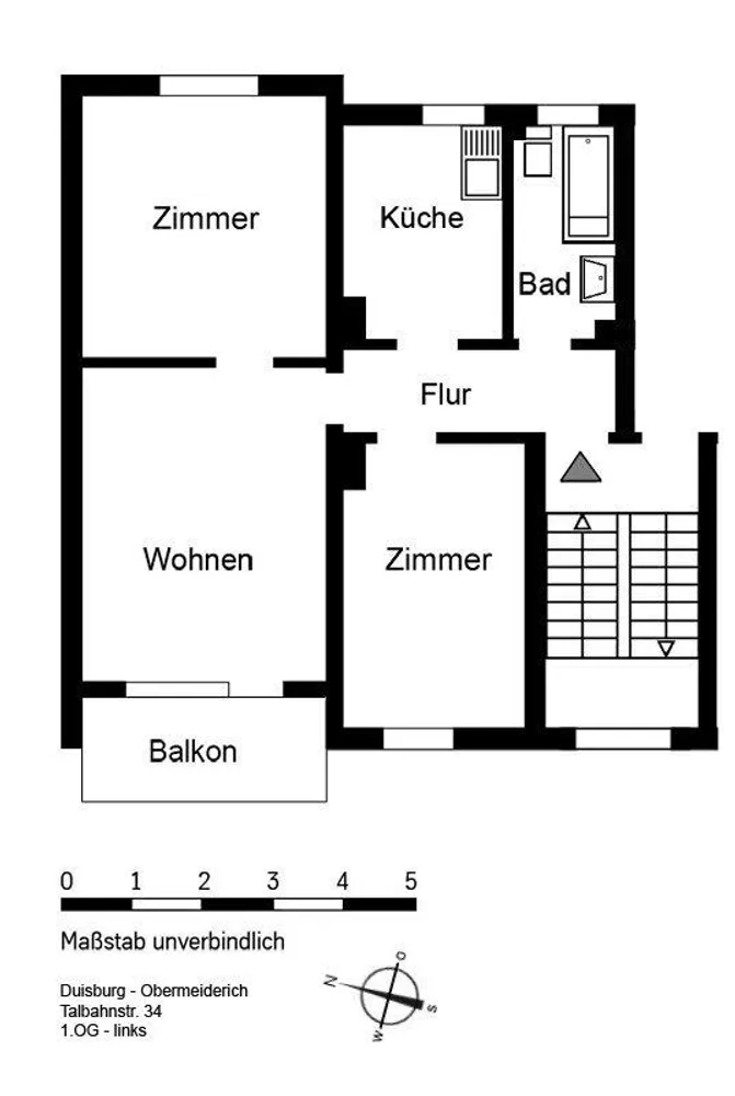 3 Zimmer Wohnung mit 56 m² in Duisburg – Bild 2