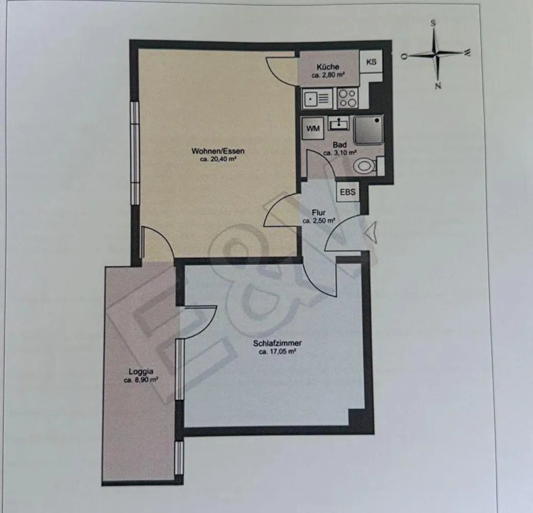 2 Zimmer Wohnung mit 55 m² in Karlsruhe – Bild 1