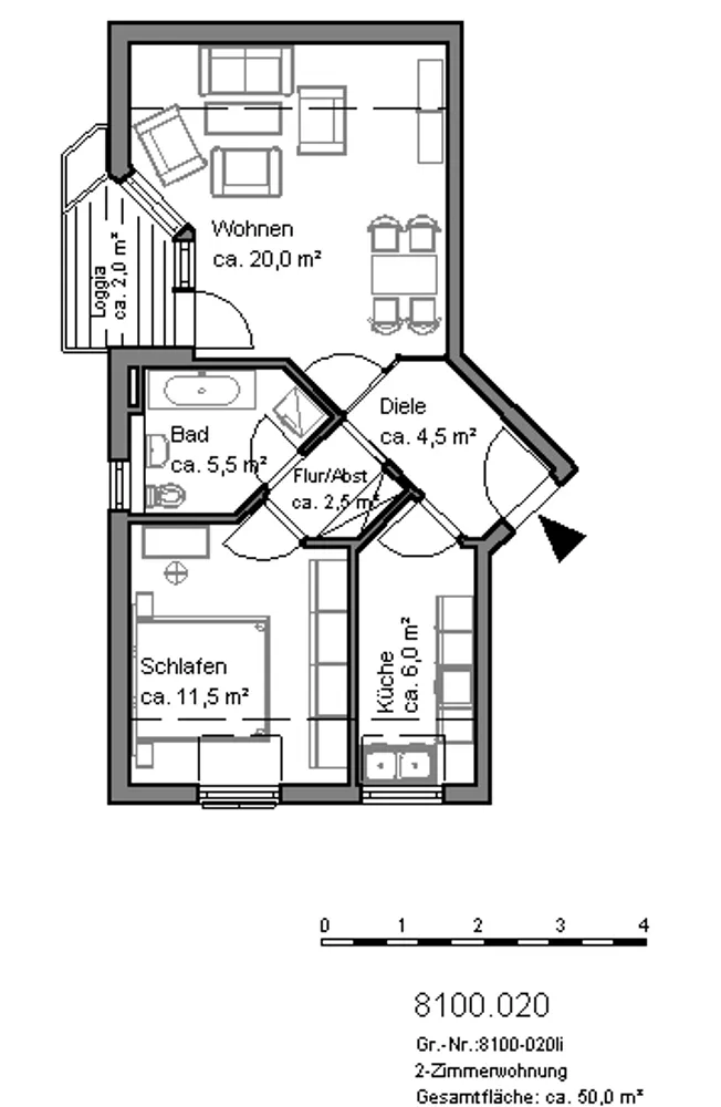 2 Zimmer Wohnung mit 50 m² in Hannover – Bild 2