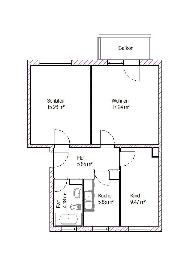 3 Zimmer Wohnung mit 59 m² in Magdeburg – Bild 5