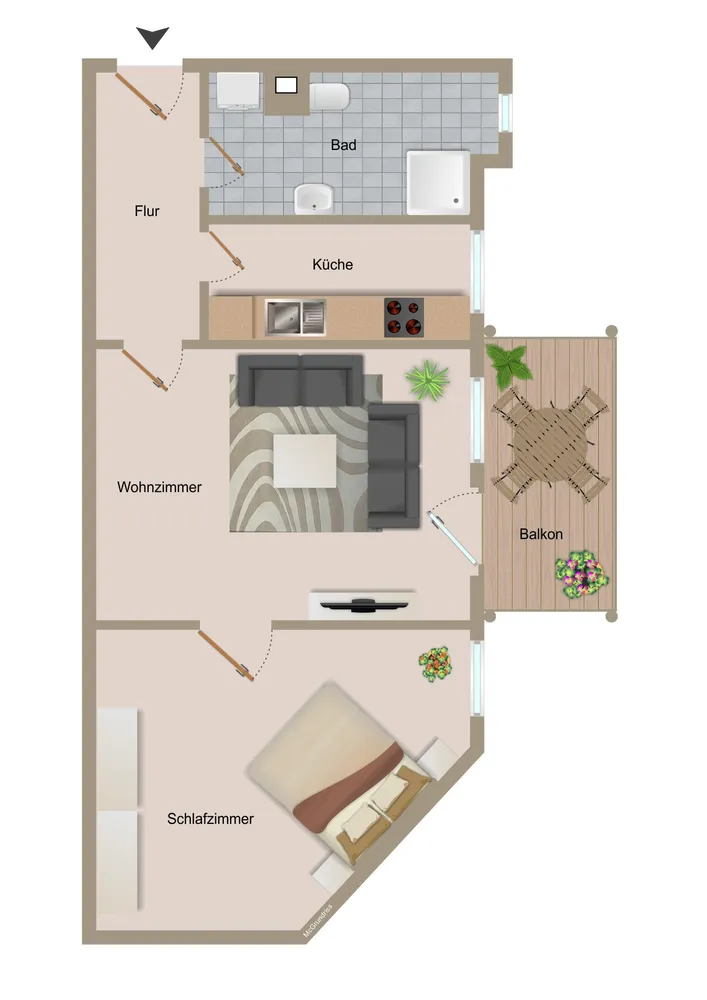 2 room apartment with 44 m² in Magdeburg – Photo 3